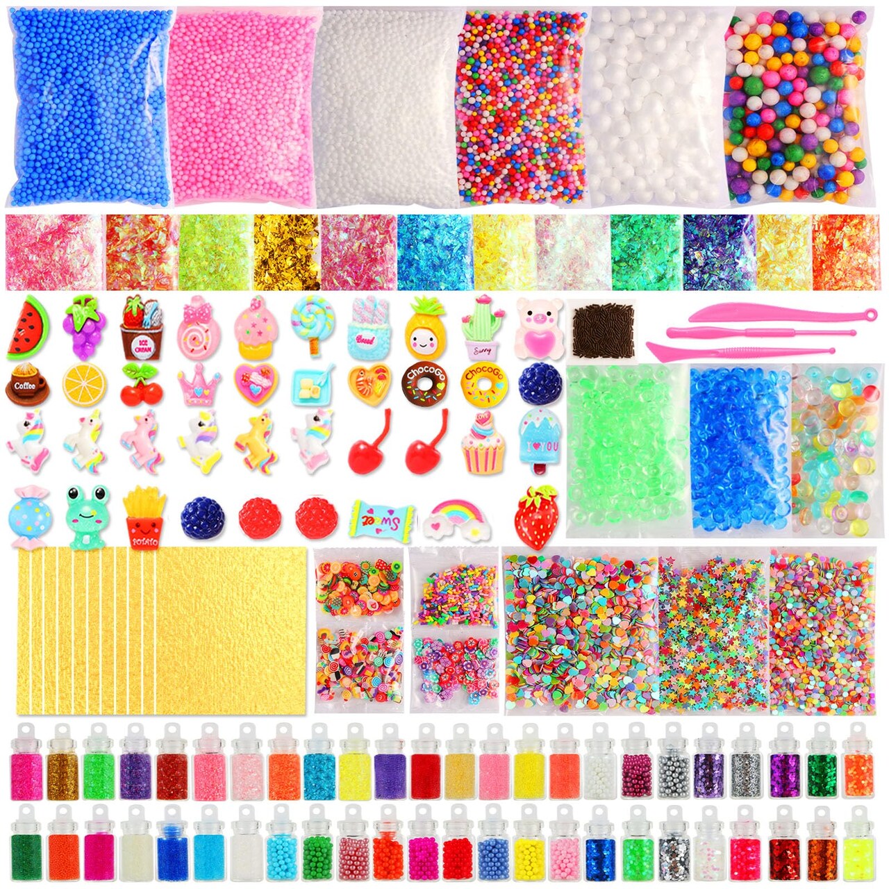 Slime Accessories Kit for Kids – Slime Mix-Ins Craft Supplies (Charms, Glitter, Foam Balls, Sequins) – DIY Craft Supplies, No Glue Included